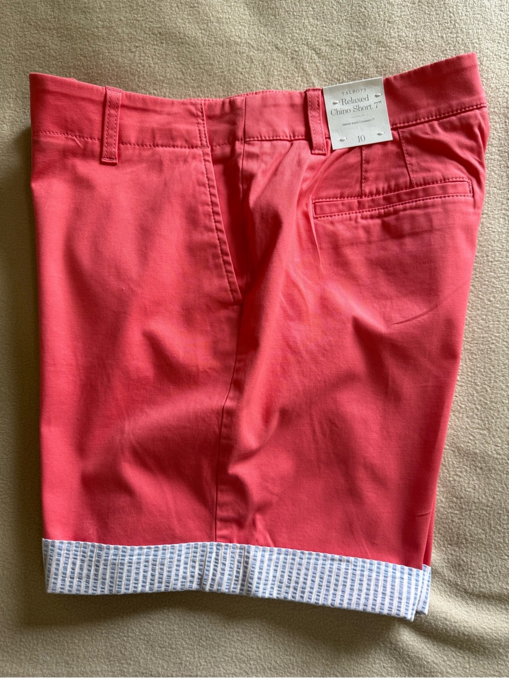 Talbots Coral Pink Chino Shorts - Bright Pink Tailored Style - Picture 4 of 6